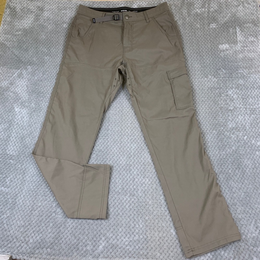 Prana Stretch Zion II Cargo Pants Mens 33x32 Khaki Tan Hiking Outdoor Straight